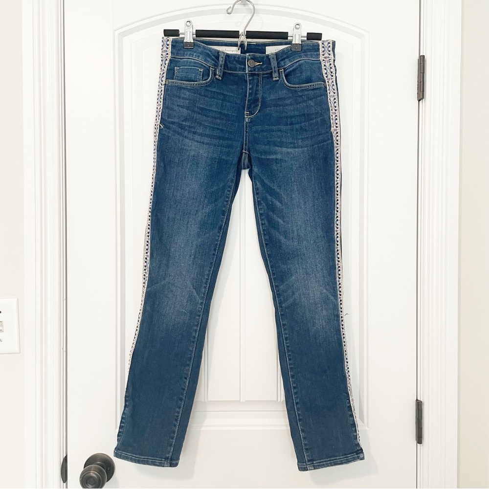 Pilcro and the Letterpress Slim Crop Embroidered Stet Jeans Size 26